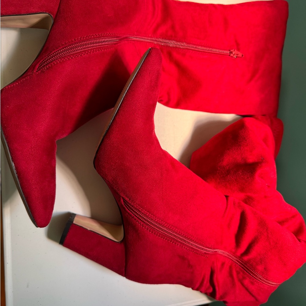 Chinese Laundry Knee High Faux Suede Red Women's Boots - Picture 5 of 6